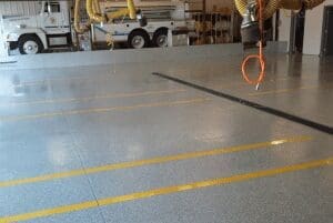 Fire Station floor with Sparta-Flake Polyaspartic floor coating system